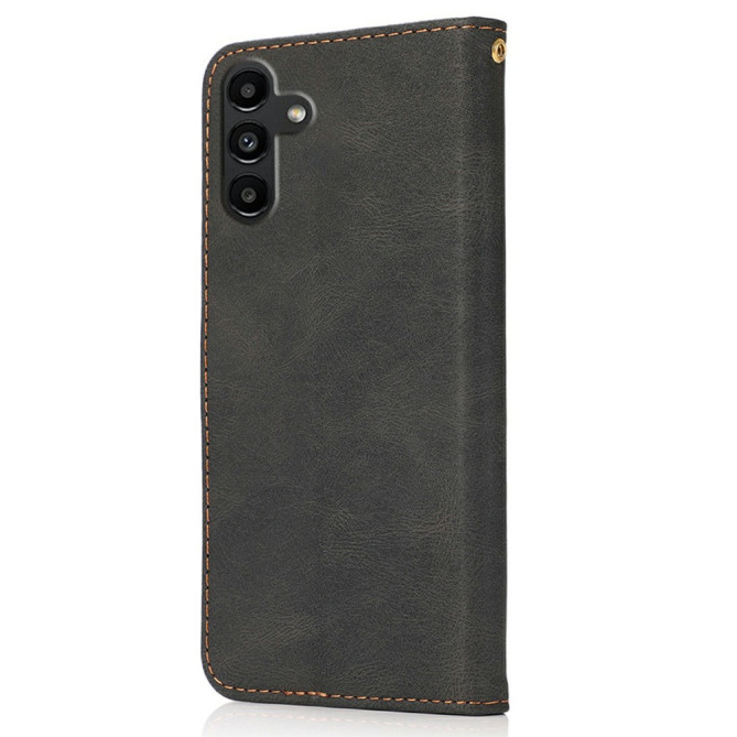 Housse Samsung Galaxy A37 Black  /  Brown Portefeuille Support Dragonne