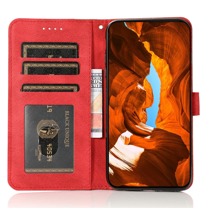 Housse Samsung Galaxy A37 Brown  /  Red Portefeuille Support Dragonne