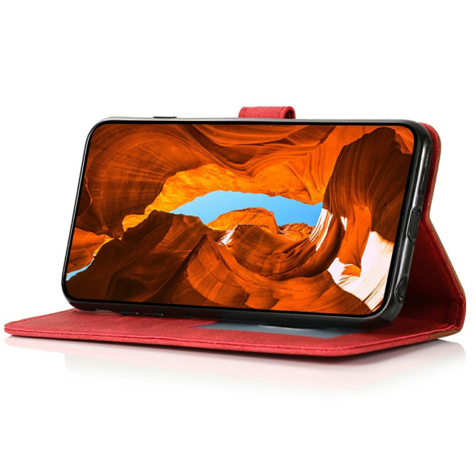 Housse Samsung Galaxy A37 Brown  /  Red Portefeuille Support Dragonne