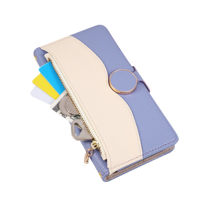 Housse Samsung Galaxy A37 Portefeuille Fermeture Éclair Bicolore