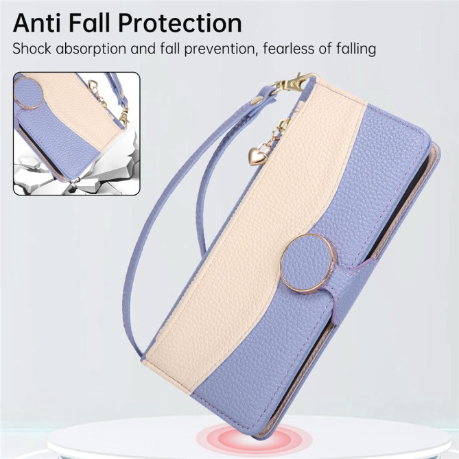 Housse Samsung Galaxy A37 Portefeuille Fermeture Éclair Bicolore