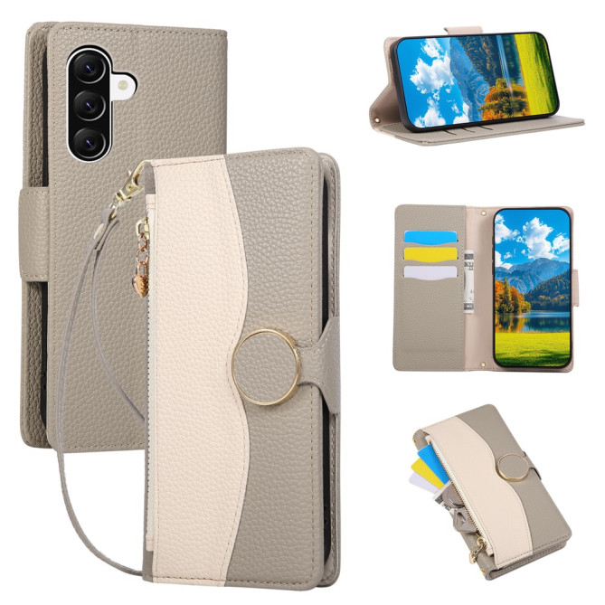 Housse Samsung Galaxy A37 Portefeuille Fermeture Éclair Bicolore