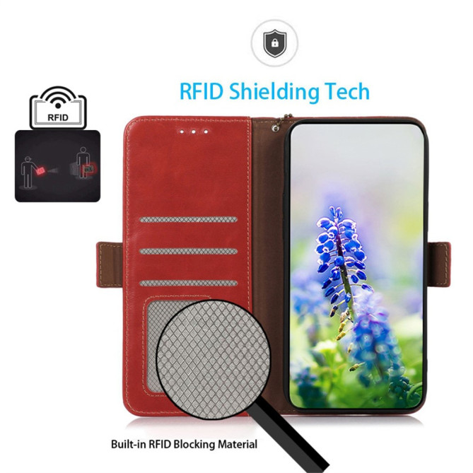 Housse Samsung Galaxy A37 Portefeuille RFID Cuir Véritable