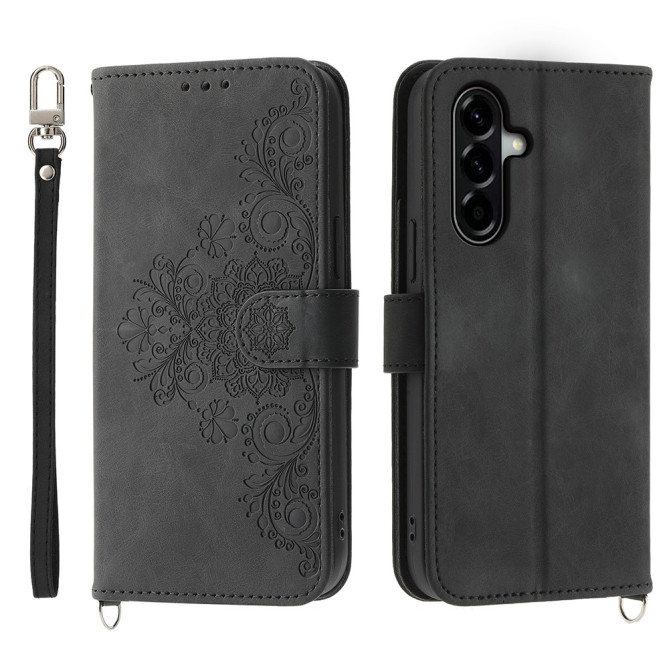 Housse Samsung Galaxy A37 Fleurs Portefeuille Dragonne ALBA