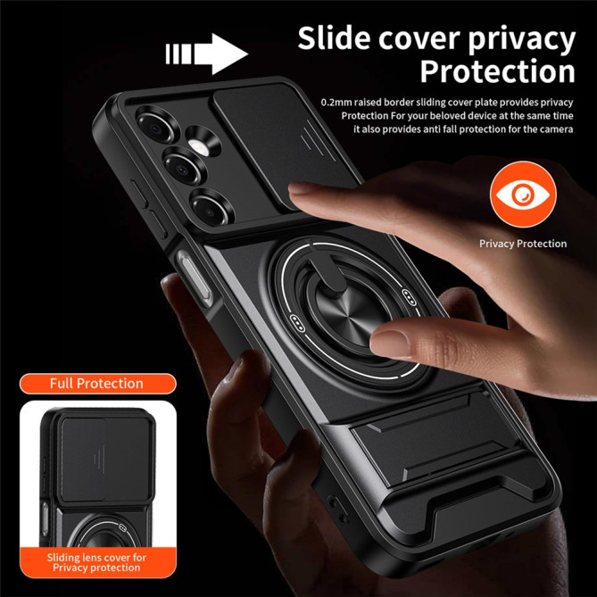 Coque Samsung Galaxy A37 TPU + PC Cache Caméra Anneau Support