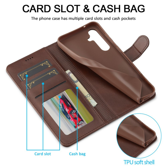 Housse Samsung Galaxy A37 LC.IMEEKE Portefeuille Veau
