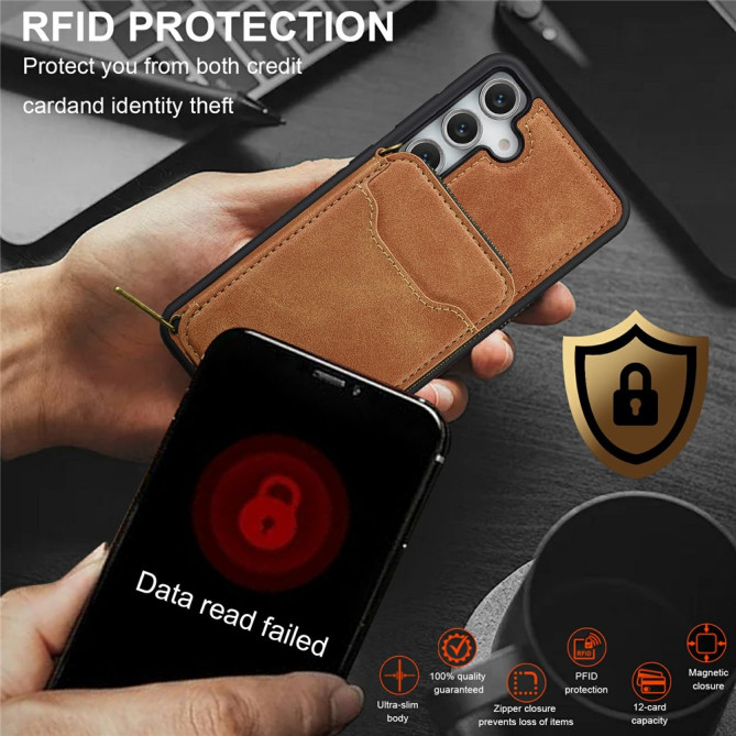 Housse Samsung Galaxy A37 LC.IMEEKE L6 Portefeuille Fermeture Éclair TPU + PC