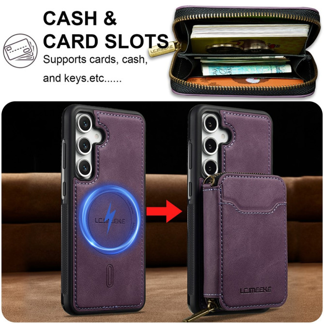 Housse Samsung Galaxy A37 LC.IMEEKE L6 Portefeuille Fermeture Éclair TPU + PC