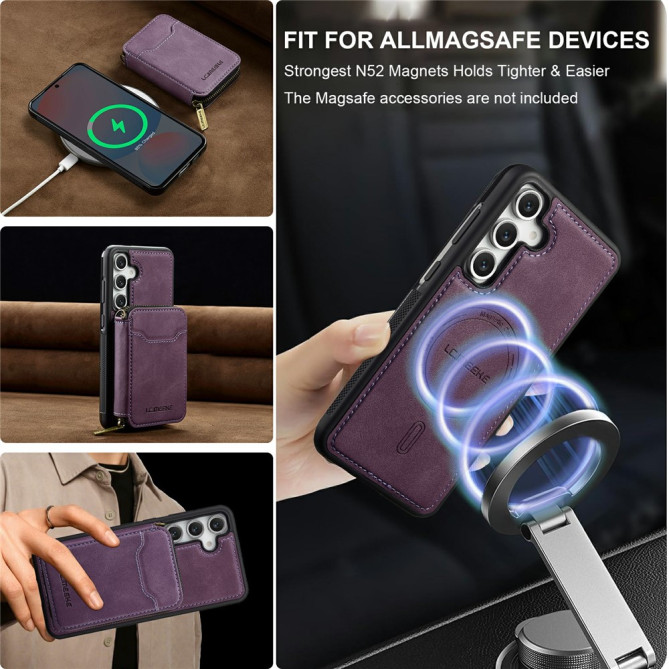 Housse Samsung Galaxy A37 LC.IMEEKE L6 Portefeuille Fermeture Éclair TPU + PC