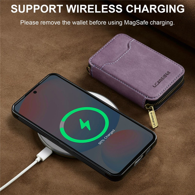 Housse Samsung Galaxy A37 LC.IMEEKE L6 Portefeuille Fermeture Éclair TPU + PC