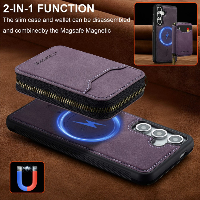 Housse Samsung Galaxy A37 LC.IMEEKE L6 Portefeuille Fermeture Éclair TPU + PC