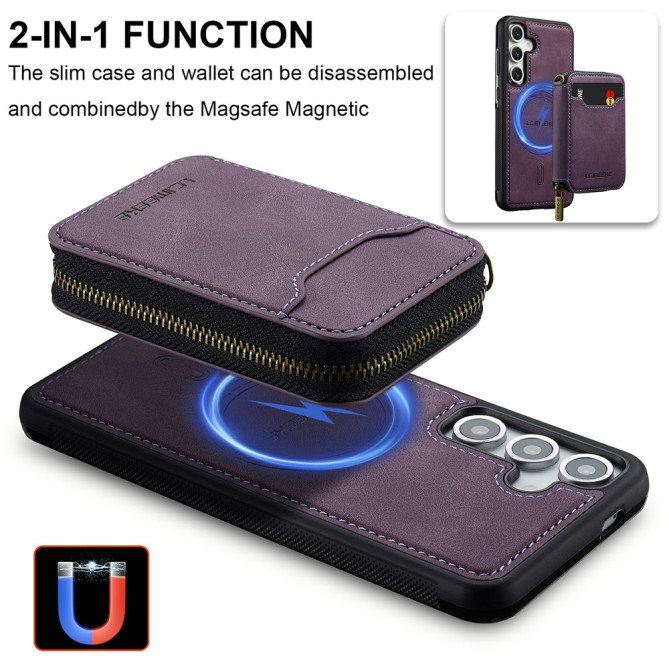 Housse Samsung Galaxy A37 LC.IMEEKE L6 Portefeuille Fermeture Éclair TPU + PC