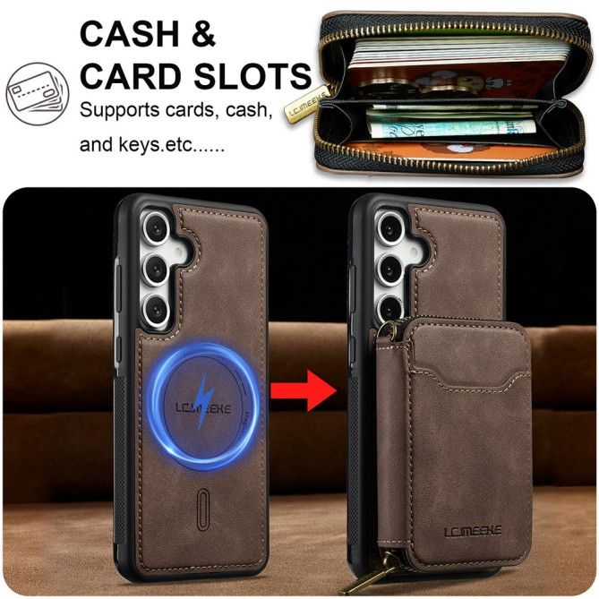 Housse Samsung Galaxy A37 LC.IMEEKE L6 Portefeuille Fermeture Éclair TPU + PC