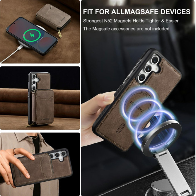 Housse Samsung Galaxy A37 LC.IMEEKE L6 Portefeuille Fermeture Éclair TPU + PC