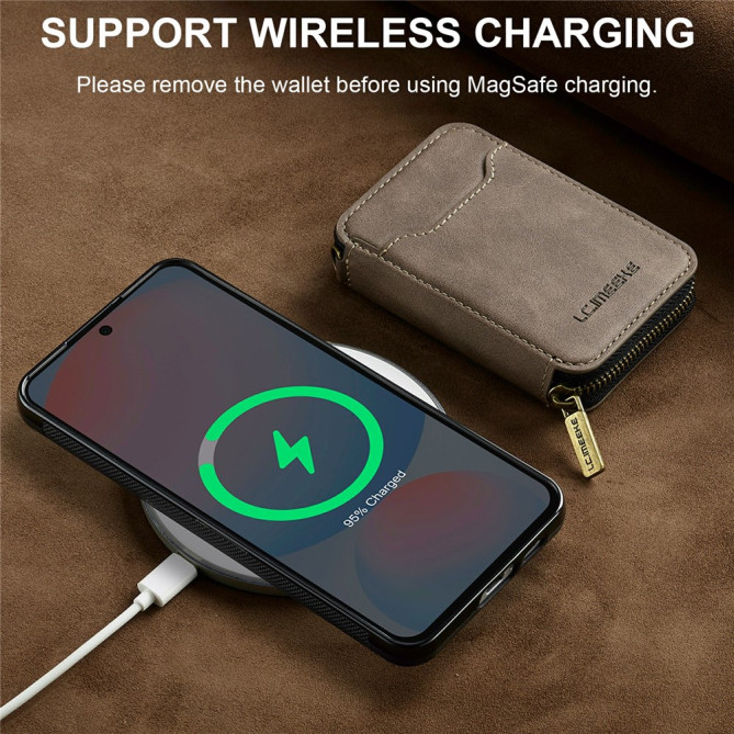 Housse Samsung Galaxy A37 LC.IMEEKE L6 Portefeuille Fermeture Éclair TPU + PC