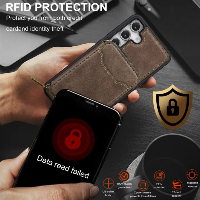 Housse Samsung Galaxy A37 LC.IMEEKE L6 Portefeuille Fermeture Éclair TPU + PC