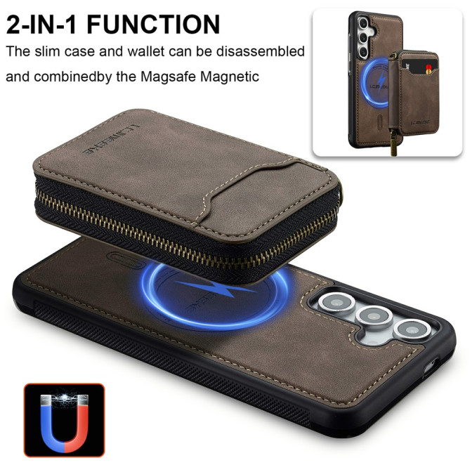 Housse Samsung Galaxy A37 LC.IMEEKE L6 Portefeuille Fermeture Éclair TPU + PC