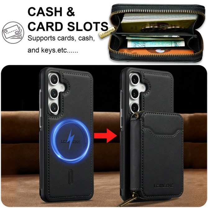 Housse Samsung Galaxy A37 LC.IMEEKE L6 Portefeuille Fermeture Éclair TPU + PC