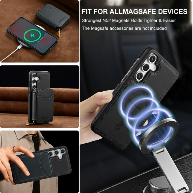 Housse Samsung Galaxy A37 LC.IMEEKE L6 Portefeuille Fermeture Éclair TPU + PC