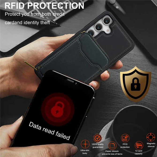 Housse Samsung Galaxy A37 LC.IMEEKE L6 Portefeuille Fermeture Éclair TPU + PC