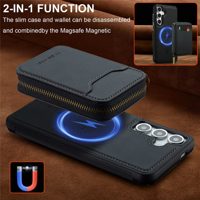 Housse Samsung Galaxy A37 LC.IMEEKE L6 Portefeuille Fermeture Éclair TPU + PC