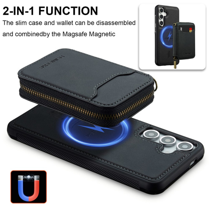 Housse Samsung Galaxy A37 LC.IMEEKE L6 Portefeuille Fermeture Éclair TPU + PC