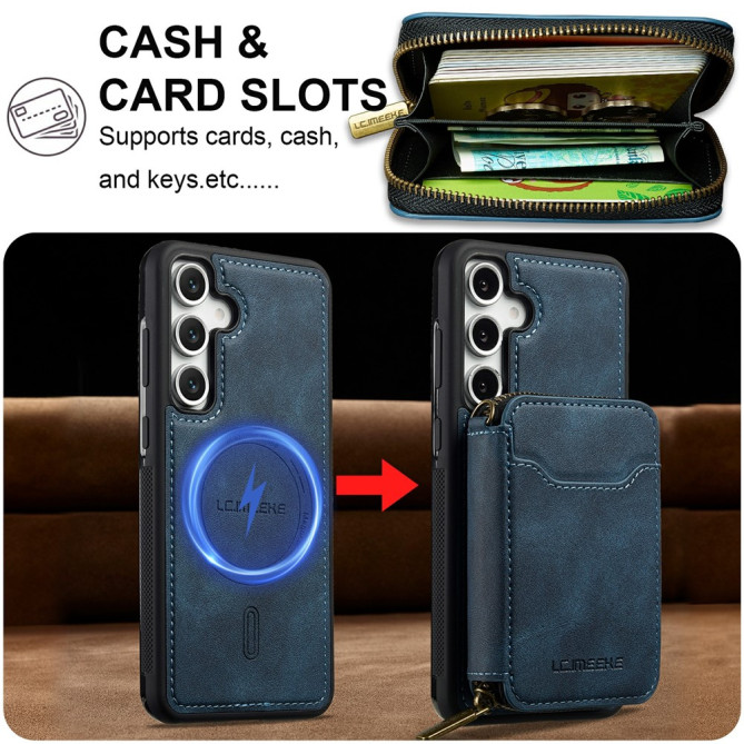 Housse Samsung Galaxy A37 LC.IMEEKE L6 Portefeuille Fermeture Éclair TPU + PC