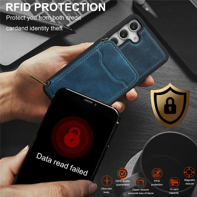 Housse Samsung Galaxy A37 LC.IMEEKE L6 Portefeuille Fermeture Éclair TPU + PC