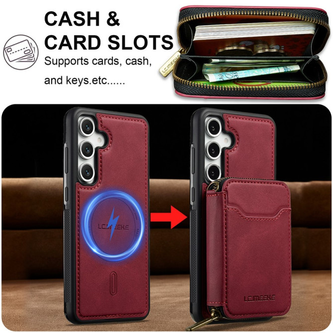 Housse Samsung Galaxy A37 LC.IMEEKE L6 Portefeuille Fermeture Éclair TPU + PC