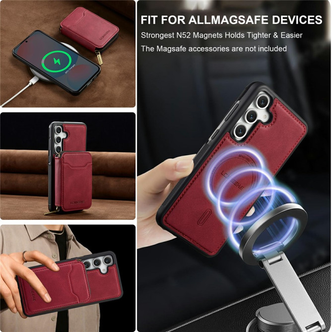 Housse Samsung Galaxy A37 LC.IMEEKE L6 Portefeuille Fermeture Éclair TPU + PC