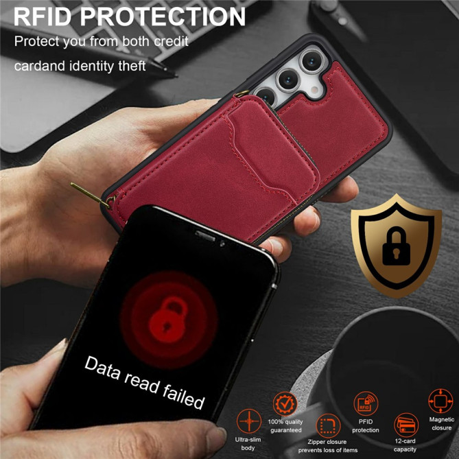 Housse Samsung Galaxy A37 LC.IMEEKE L6 Portefeuille Fermeture Éclair TPU + PC