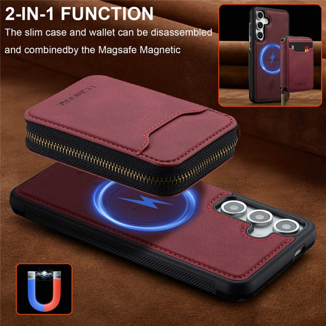 Housse Samsung Galaxy A37 LC.IMEEKE L6 Portefeuille Fermeture Éclair TPU + PC