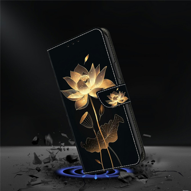 Housse Samsung Galaxy A37 Gold-Threaded Lotus Portefeuille Support