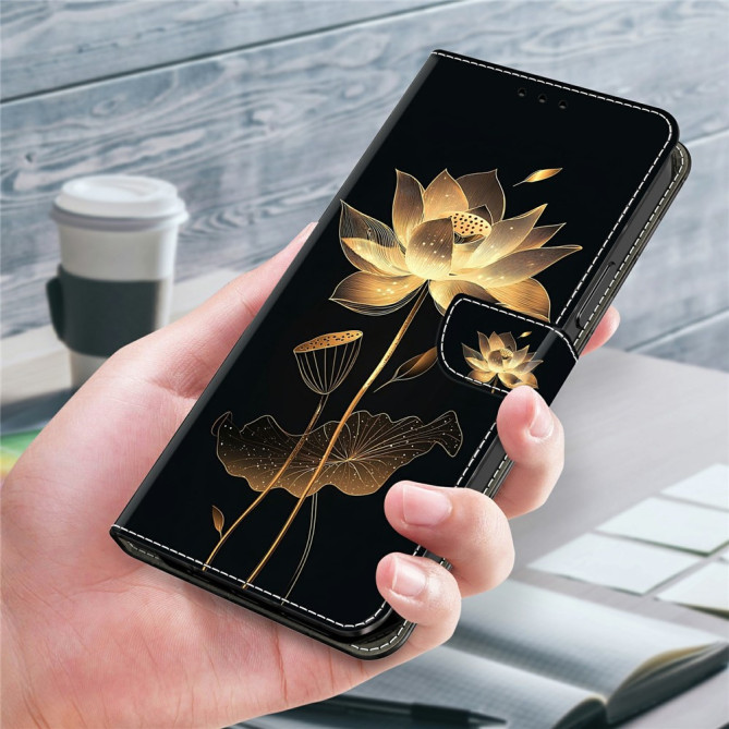 Housse Samsung Galaxy A37 Gold-Threaded Lotus Portefeuille Support