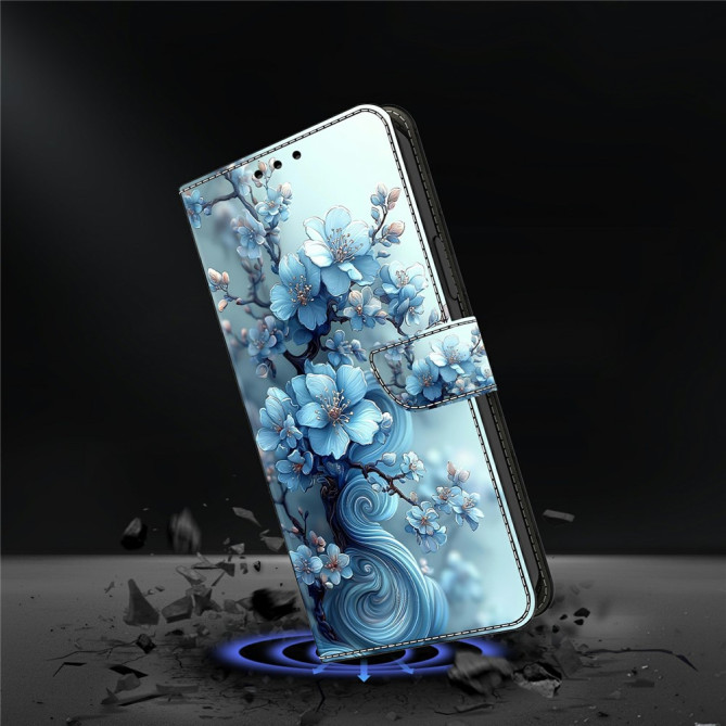Housse Samsung Galaxy A37 Ice Blue Flower Portefeuille Support