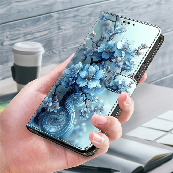Housse Samsung Galaxy A37 Ice Blue Flower Portefeuille Support
