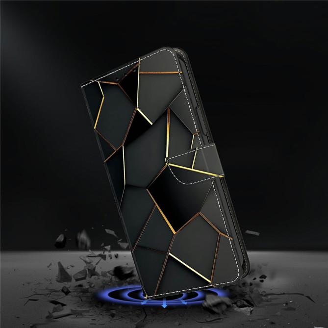 Housse Samsung Galaxy A37 Noir et Or Portefeuille Support