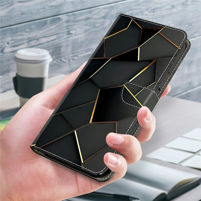 Housse Samsung Galaxy A37 Noir et Or Portefeuille Support