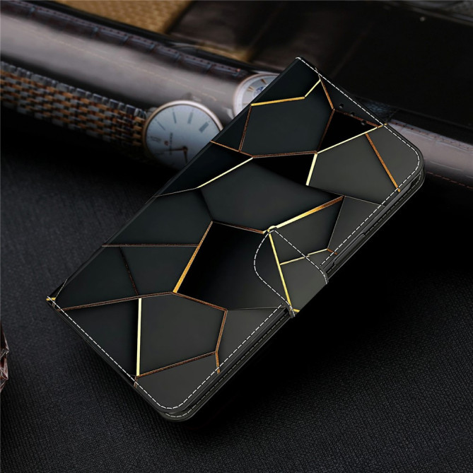 Housse Samsung Galaxy A37 Noir et Or Portefeuille Support