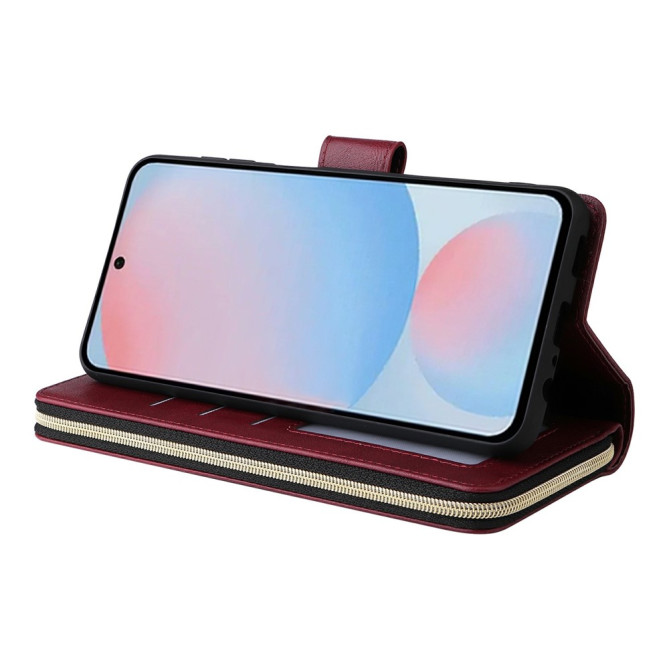 Housse Samsung Galaxy A37 Portefeuille Fermeture Éclair 9 Cartes CARA