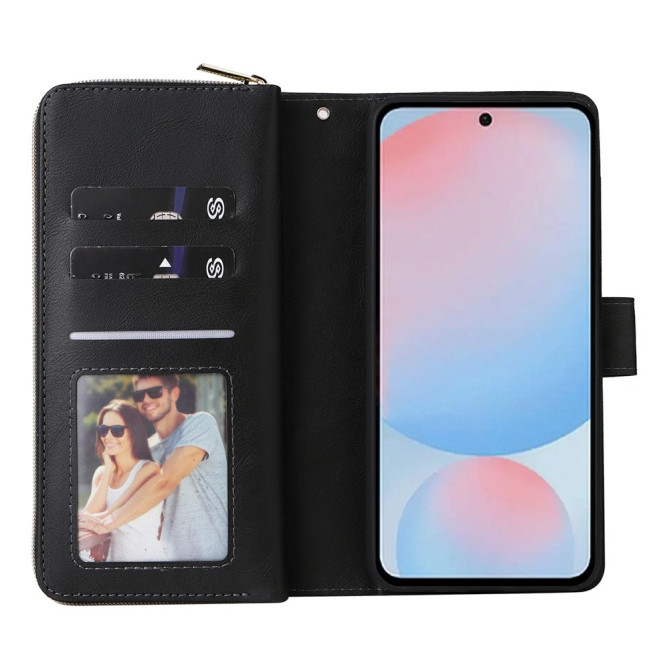 Housse Samsung Galaxy A37 Portefeuille Fermeture Éclair 9 Cartes CARA