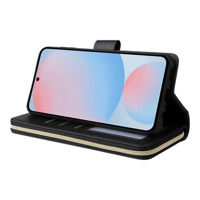 Housse Samsung Galaxy A37 Portefeuille Fermeture Éclair 9 Cartes CARA