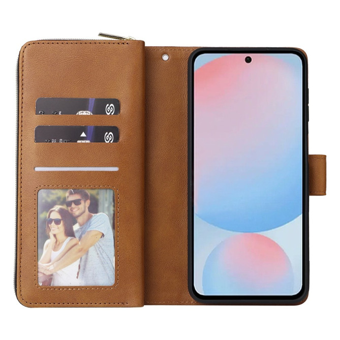 Housse Samsung Galaxy A37 Portefeuille Fermeture Éclair 9 Cartes CARA