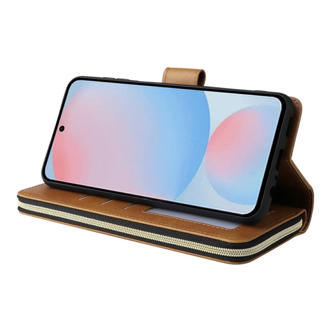 Housse Samsung Galaxy A37 Portefeuille Fermeture Éclair 9 Cartes CARA