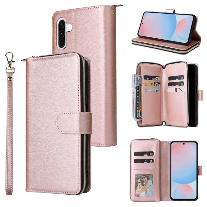 Housse Samsung Galaxy A37 Portefeuille Fermeture Éclair 9 Cartes CARA