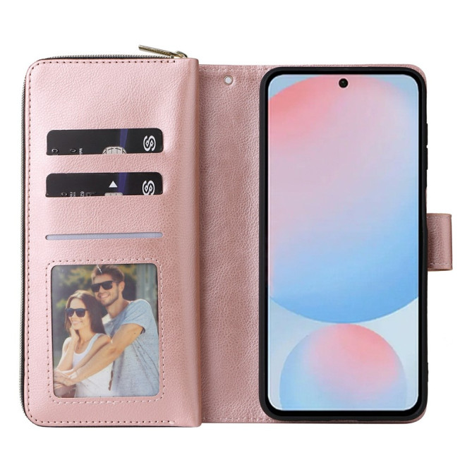 Housse Samsung Galaxy A37 Portefeuille Fermeture Éclair 9 Cartes CARA