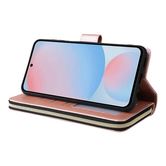 Housse Samsung Galaxy A37 Portefeuille Fermeture Éclair 9 Cartes CARA