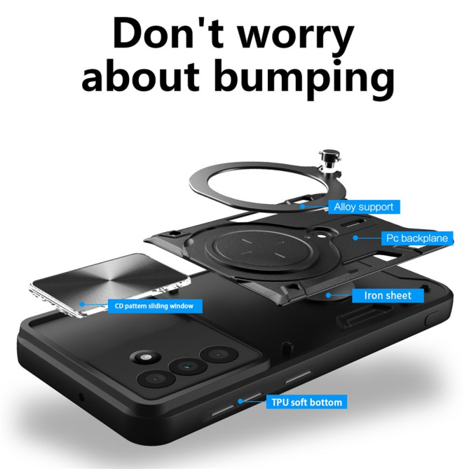 Coque Samsung Galaxy A37 TPU + PC Cache Caméra avec Support CARA