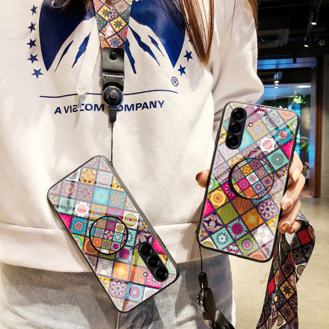 Coque Samsung Galaxy A37 Motif Ethnique avec Support Verre Trempé