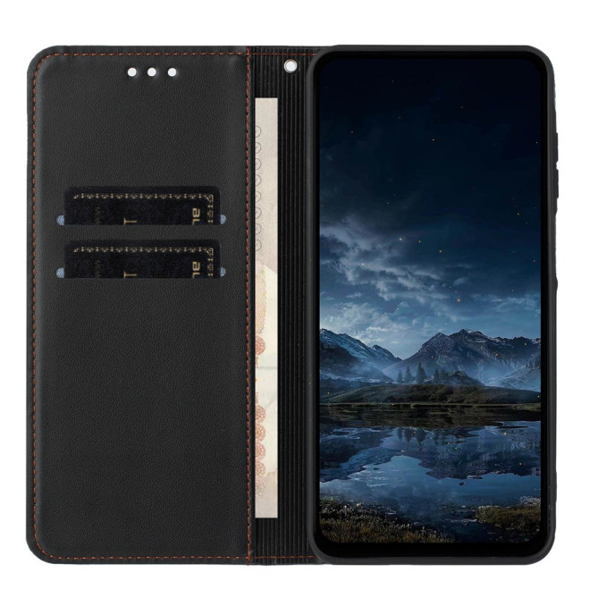 Housse Samsung Galaxy A37 Lignes Gravées Portefeuille Support Dragonne